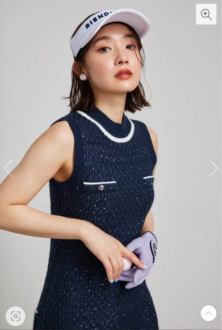 リエンダ　ゴルフ　シャイニーツイードモックネックニットOP