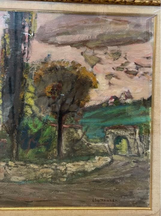 田中修　サンジェニイエスの古い塀　油絵15号　新制作会員　物故画家　フランス