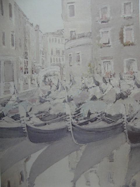 松浦　安弘【陽に映える運河】、希少画集画、状態良好、新品高級額装付