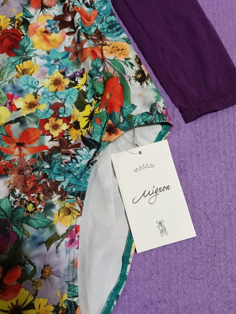 ミニヨン Mignon 花柄 長袖レオタード Lサイズ