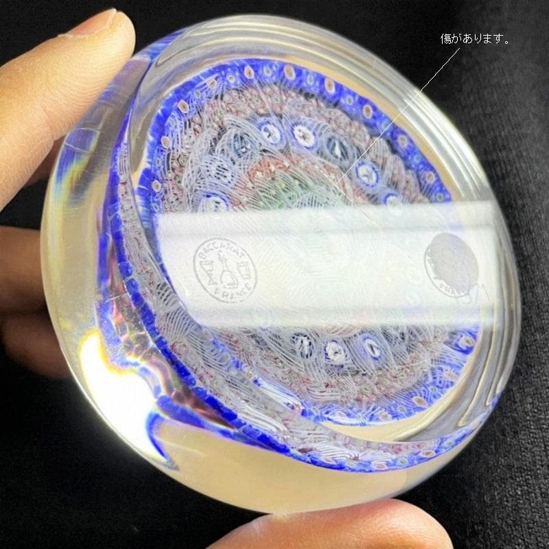 特大サイズ 希少 1971 バカラ クリスタル ペーパーウェイト（鶏と花）