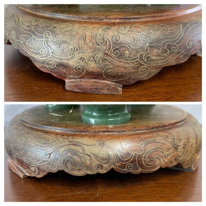 【希少品】中国古美術/文房具/碧玉水盤/水盂/共箱　共布 147B-2-1