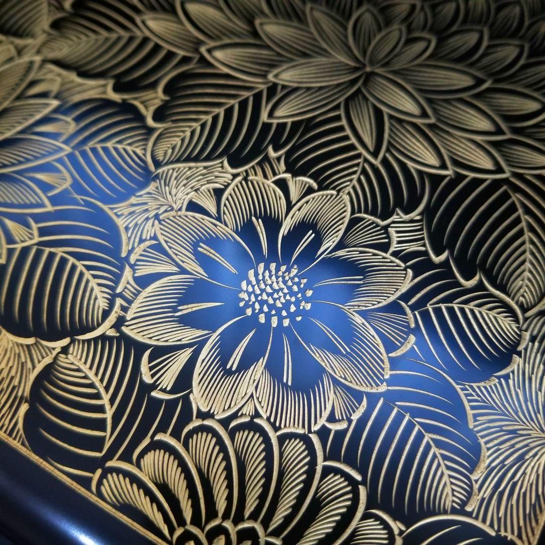 極美品未使用 輪島塗 布着本堅地 二段重 黒漆 極上菊詰 沈金 蒔絵 重箱 ①