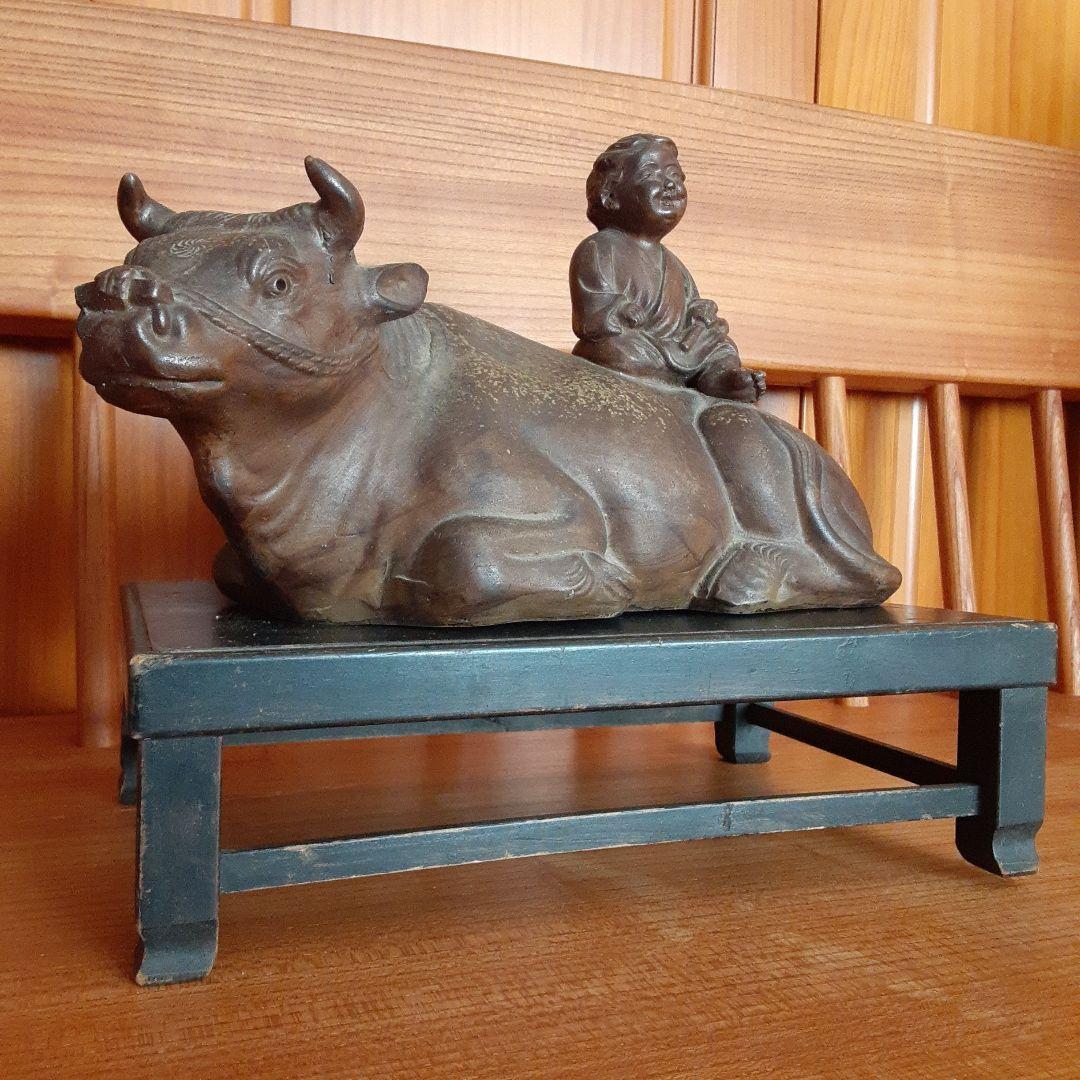 備前焼　騎牛帰家童子像　木村友敬