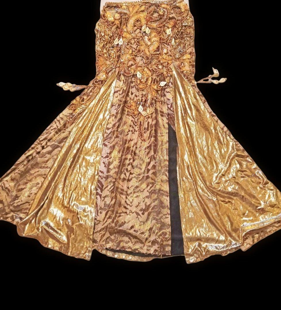 【新品Sale】エジプト製デザイナーズベリーダンス衣装gold《虎》