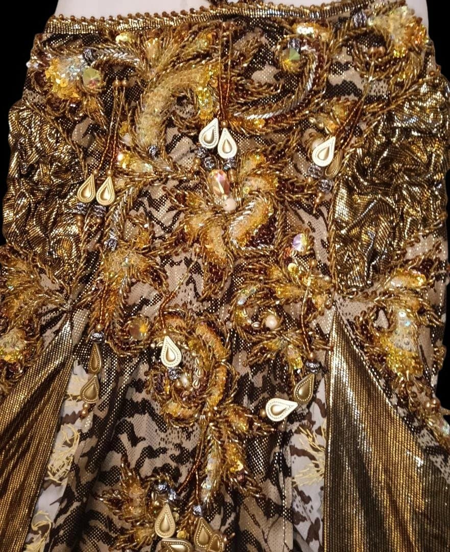 【新品Sale】エジプト製デザイナーズベリーダンス衣装gold《虎》