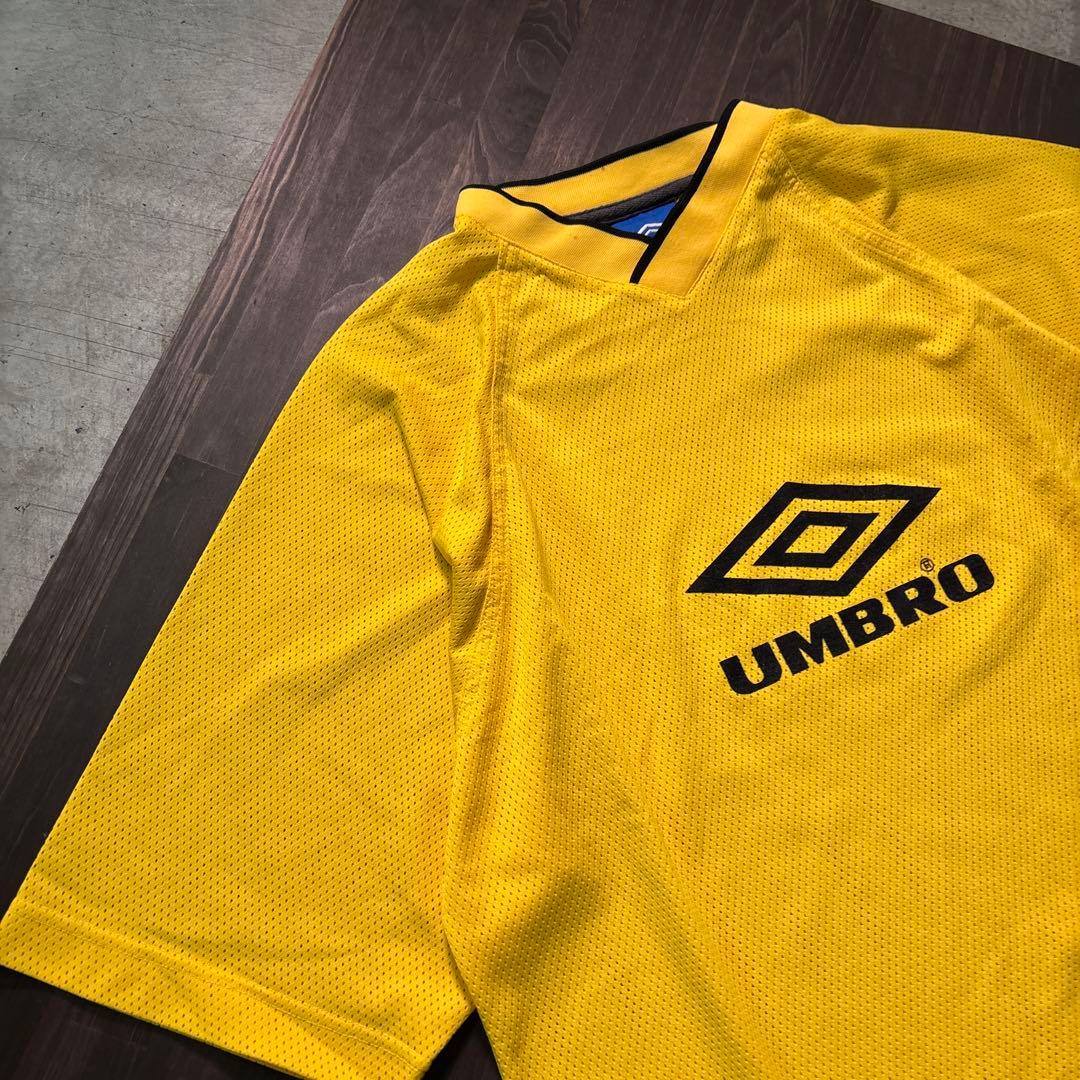 ★8SM2 UMBRO メッシュ　Tシャツ　ゲームシャツ　イエロー　L 古着