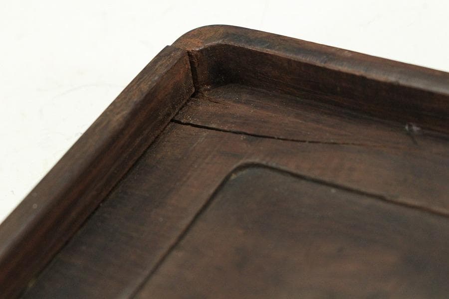 中国美術 端渓 刻霊芝 紫檀 題詞 箱 文房四宝(K-XA666)