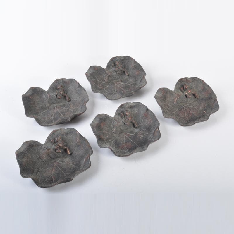 中国　古鉄　蓮に蛙　筆洗　水孟　茶托　5点　N　4220