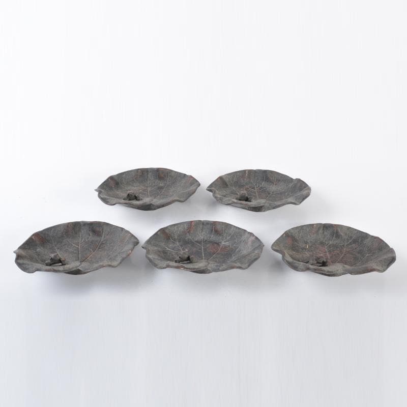 中国　古鉄　蓮に蛙　筆洗　水孟　茶托　5点　N　4220