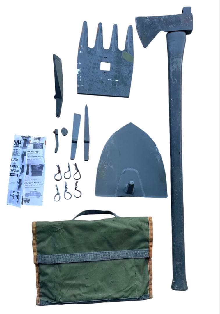 米軍本物車両搭載用ミリタリー汎用ツール斧・スコップ・鍬・ピッケル等ツールセット