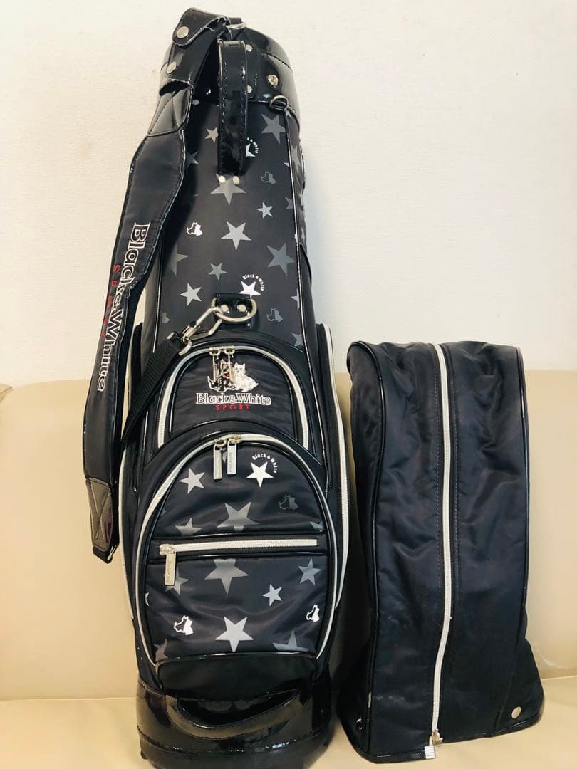 【送料込み】美品　廃盤人気　ブラックアンドホワイト　キャディバッグ