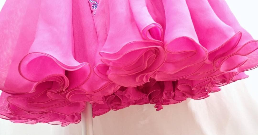 B1640【凛舞チャコット】M/英国製/ピンク/スワロ/スタンダードドレス☆社交