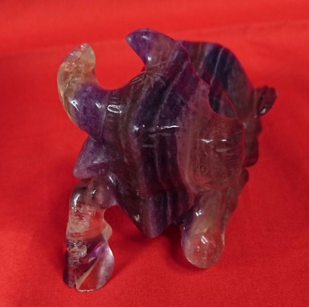 紫水晶/丑(牛)/2体左右一対/骨董/工芸品/水晶細工