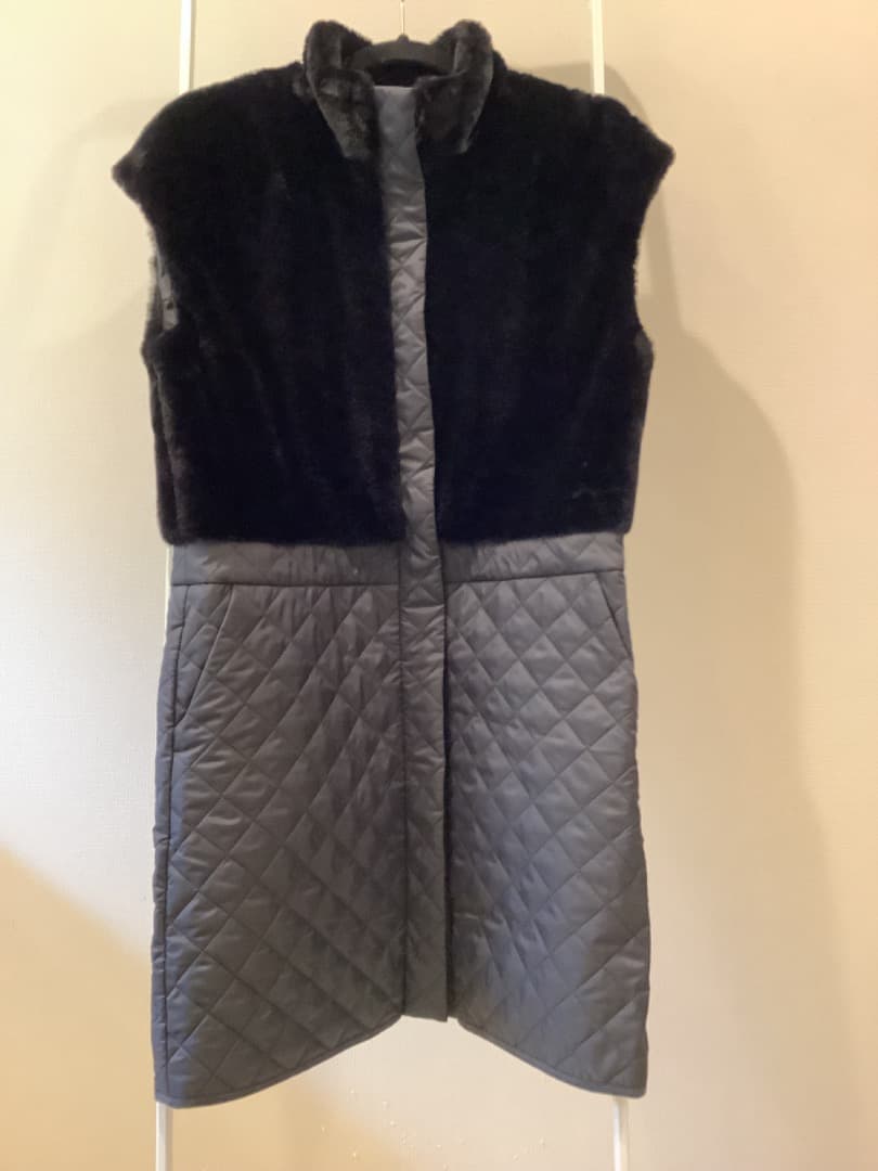 値下げ【美品】23区ゴルフ　今期ファー＆キルトコンビワンピースM/L ブラック