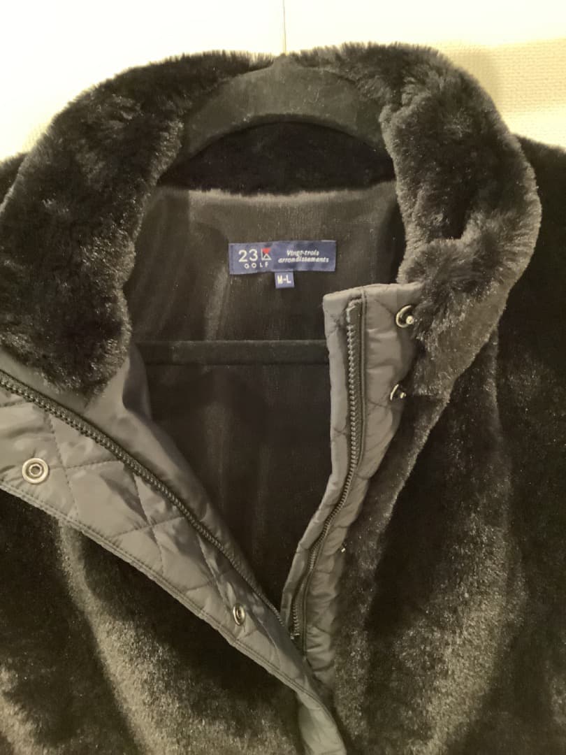 値下げ【美品】23区ゴルフ　今期ファー＆キルトコンビワンピースM/L ブラック