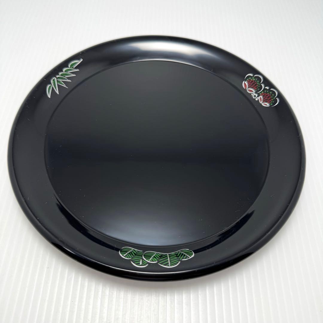 新品未使用 輪島塗 沈金 沈銀 漆器 皿 菓子皿 和皿 和柄 共箱 説明書