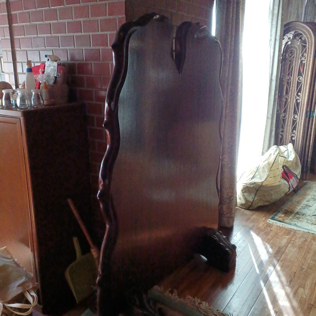 ダークブラウン木製アンティーク衝立