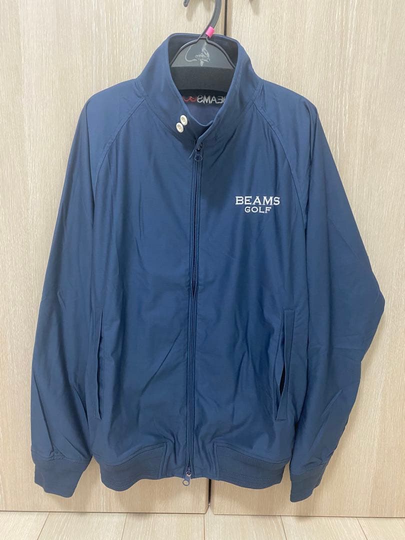 【美品】ビームスゴルフ M ドッグイヤーブルゾン ネイビー