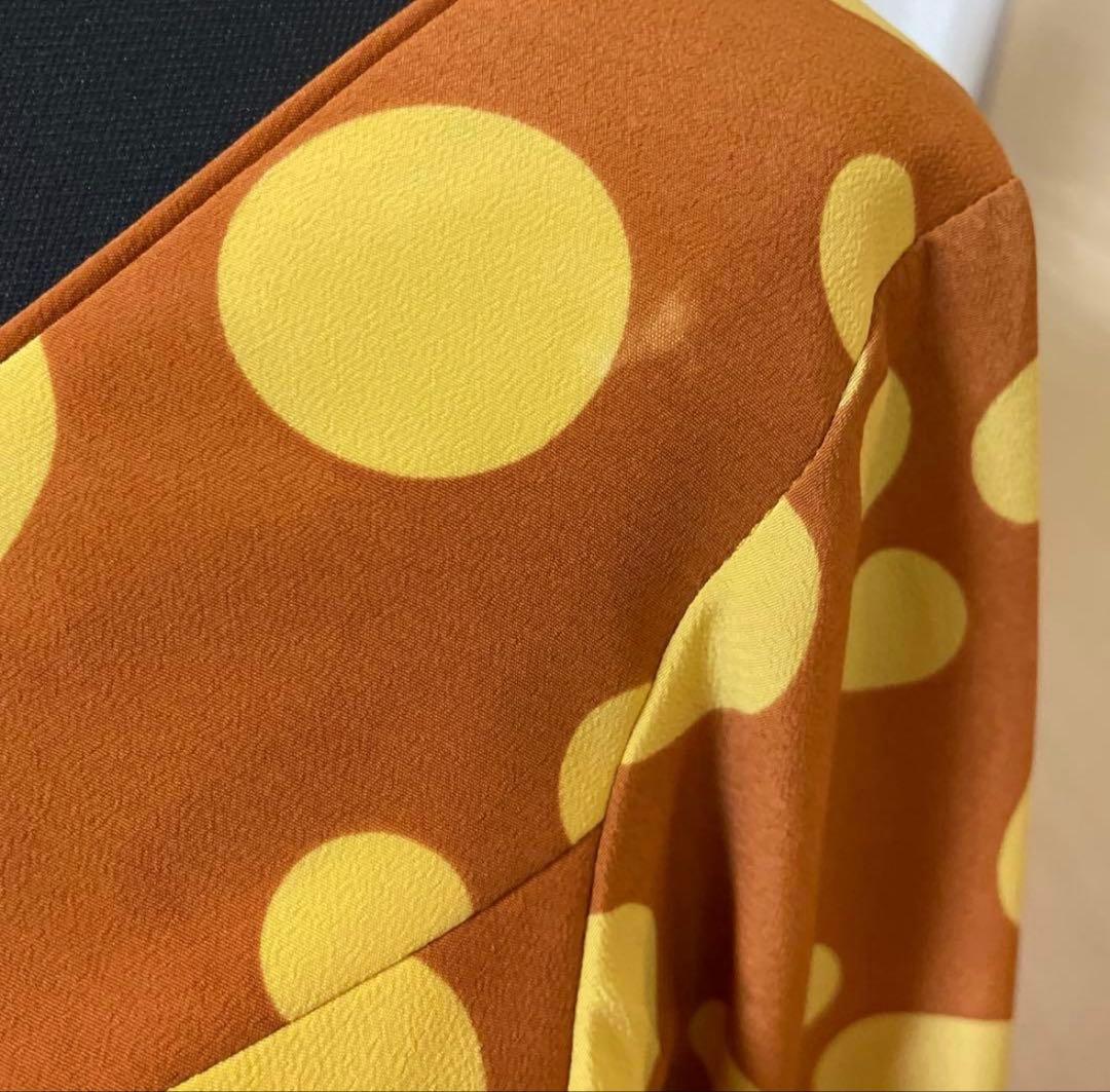 Sonia Johnes フラメンコドレス 茶色と黄色の水玉ワンピース3サイズ