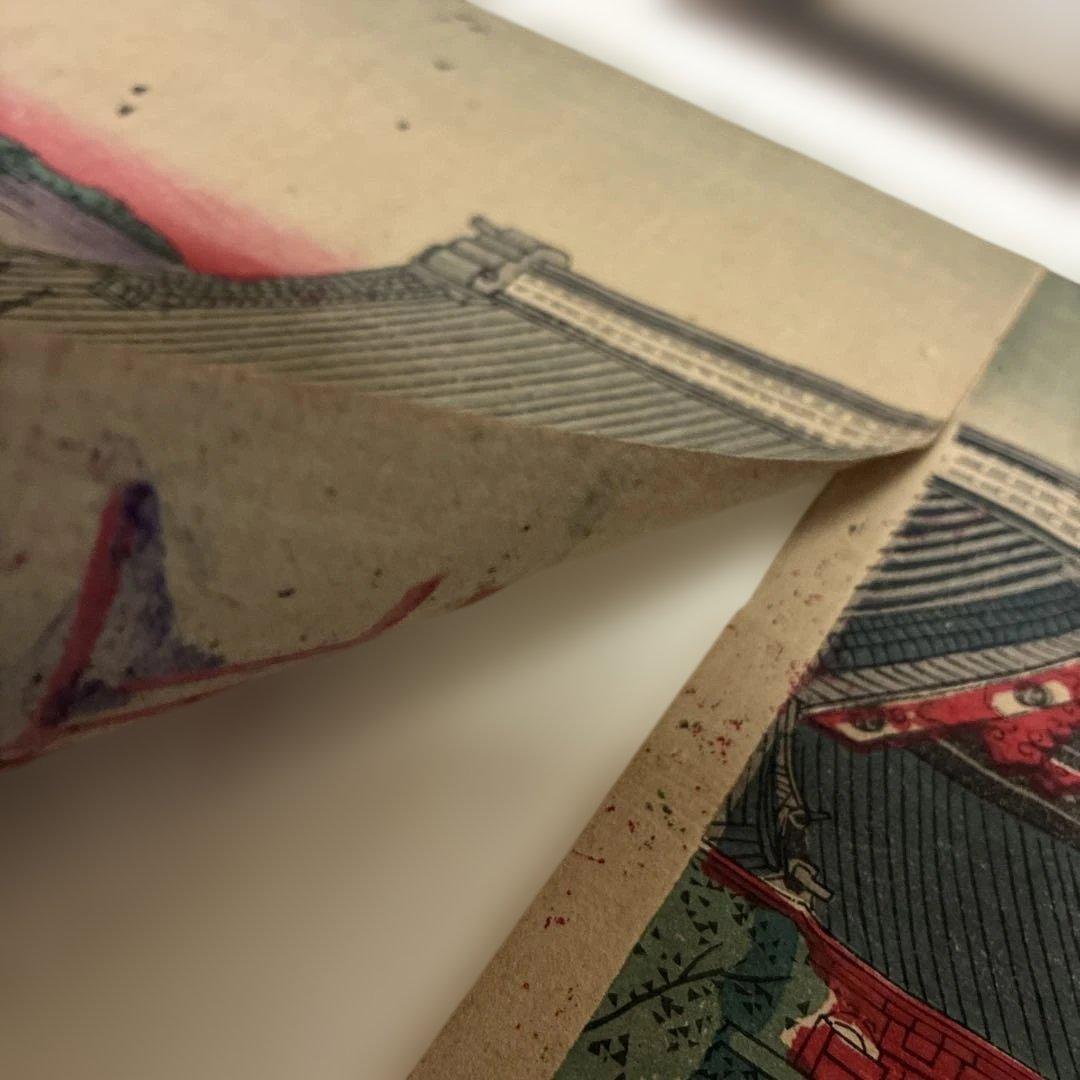 【錦絵・三枚続】明治時代 浮世絵 浅草金龍山寺