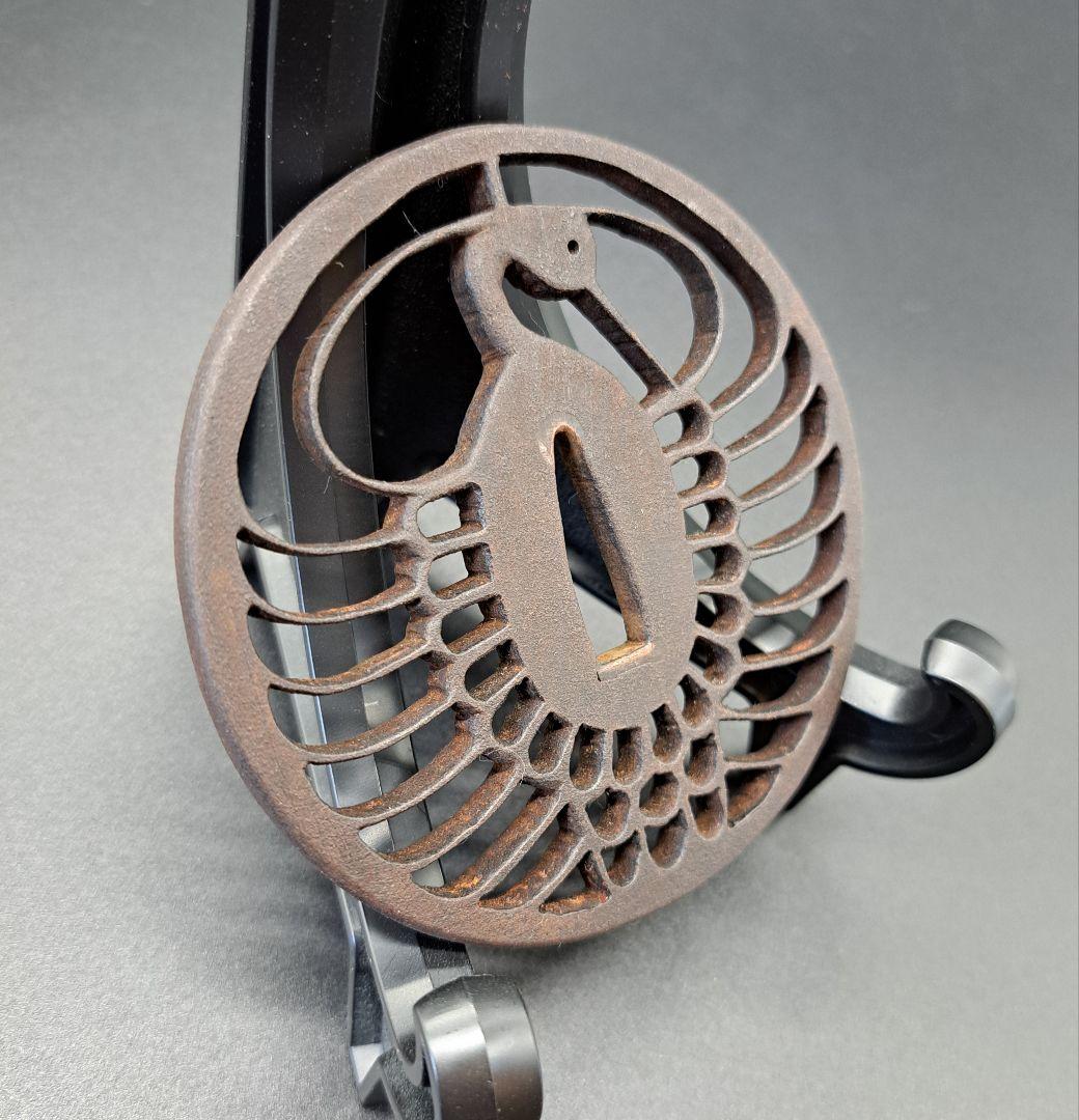 鉄地鶴丸透鍔 鐔 日本刀 刀 刀装具 時代物 真剣 居合い 古美術 侍 武士道