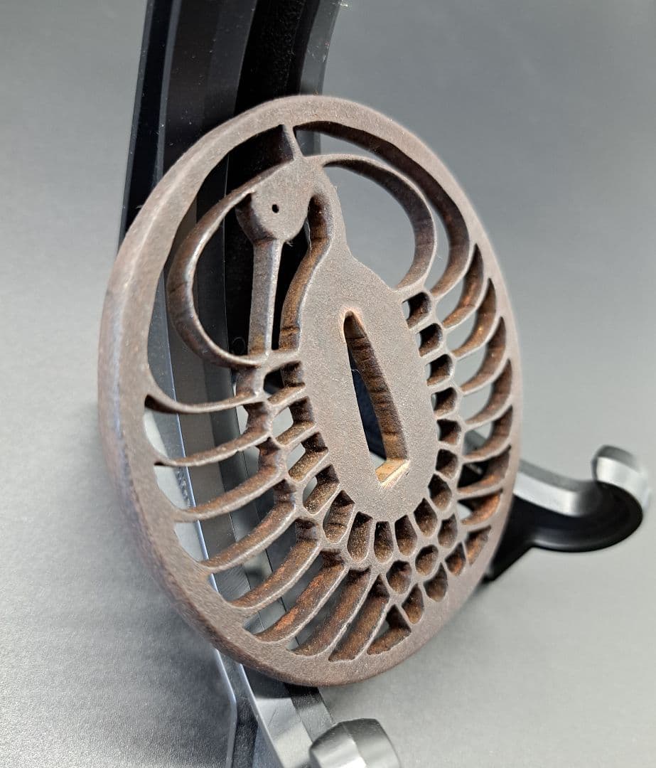 鉄地鶴丸透鍔 鐔 日本刀 刀 刀装具 時代物 真剣 居合い 古美術 侍 武士道