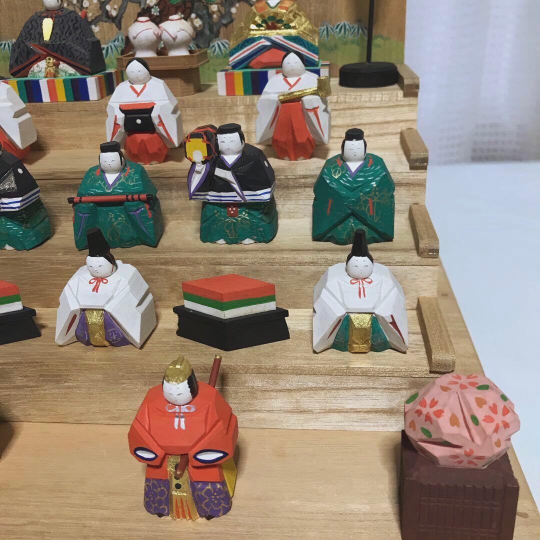 【美品・レア物】奈良一刀彫　ひな壇　雛人形15人揃　神泉作