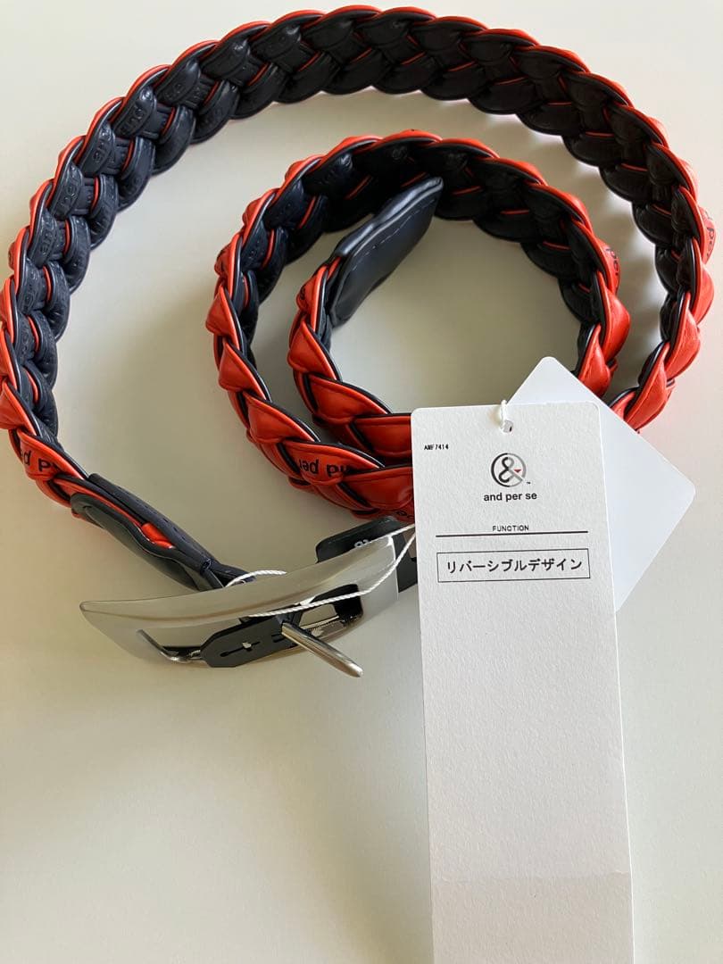 アンパスィ　新品リバーシブルベルト　オレンジ&ネイビー and per se