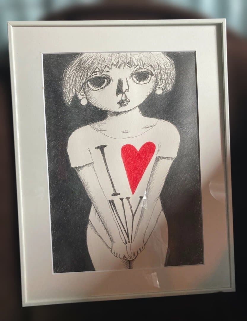 新品直筆絵画『原マスミ／Tシャツ』豪華（大衣）額付