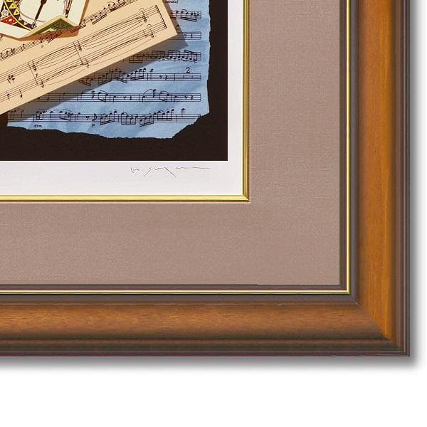 ★人気画家 陶山充 写実画 トランプと楽譜と薔薇 本物保証書付