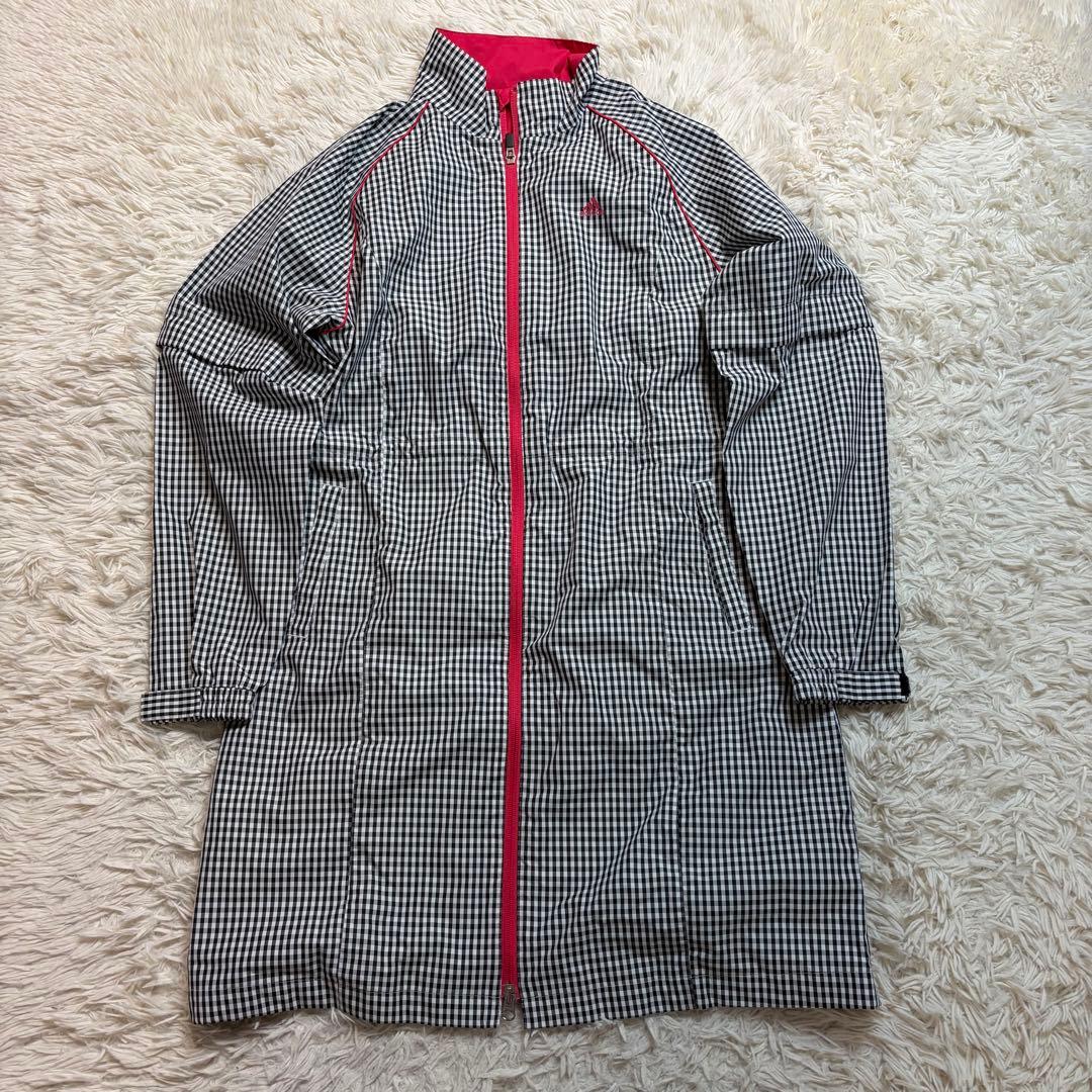 【OTサイズ】adidas　2WAYレインウェア　ゴルフウェア　チェック