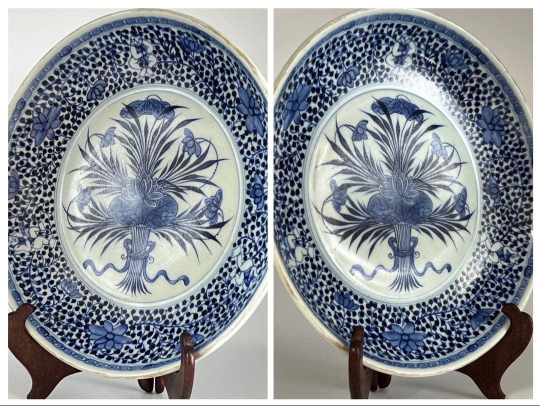 中国清時代　青花皿　直径 28.6㎝/西X-2