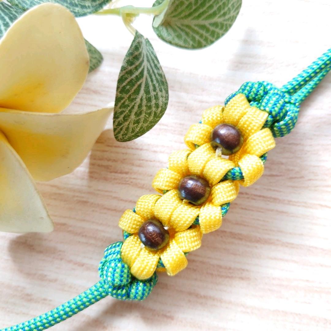 パラコードリード＆首輪一体型　ハーフチョークタイプ　ひまわり　№086