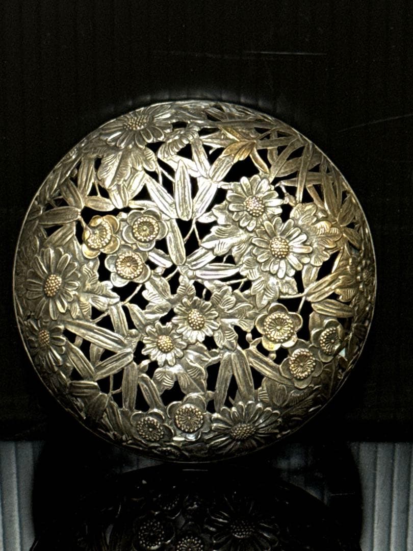 純銀 刻印 火屋付 青磁袴腰型 香炉 桐箱付 茶道具