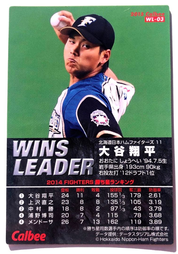 日本ハム2015【カルビープロ野球チップス】大谷翔平　◎通販限定ファイターズ