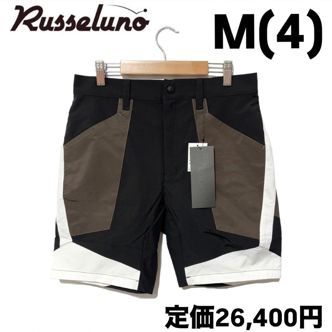 新品 ラッセルノ ゴルフ カラーパネル ショーツ ブラック M 4 ゴルフウェア