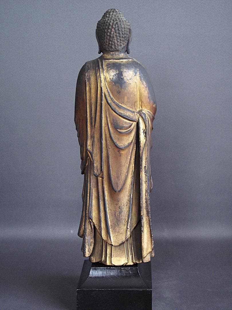 時代 古仏像!!『木造 阿弥陀如来立像』総高48㎝ 像高40.5㎝