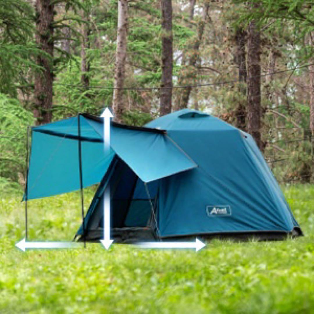 オート キャンプ テント ファミリー 新品 4人用 防水 前室 付き 青 新品
