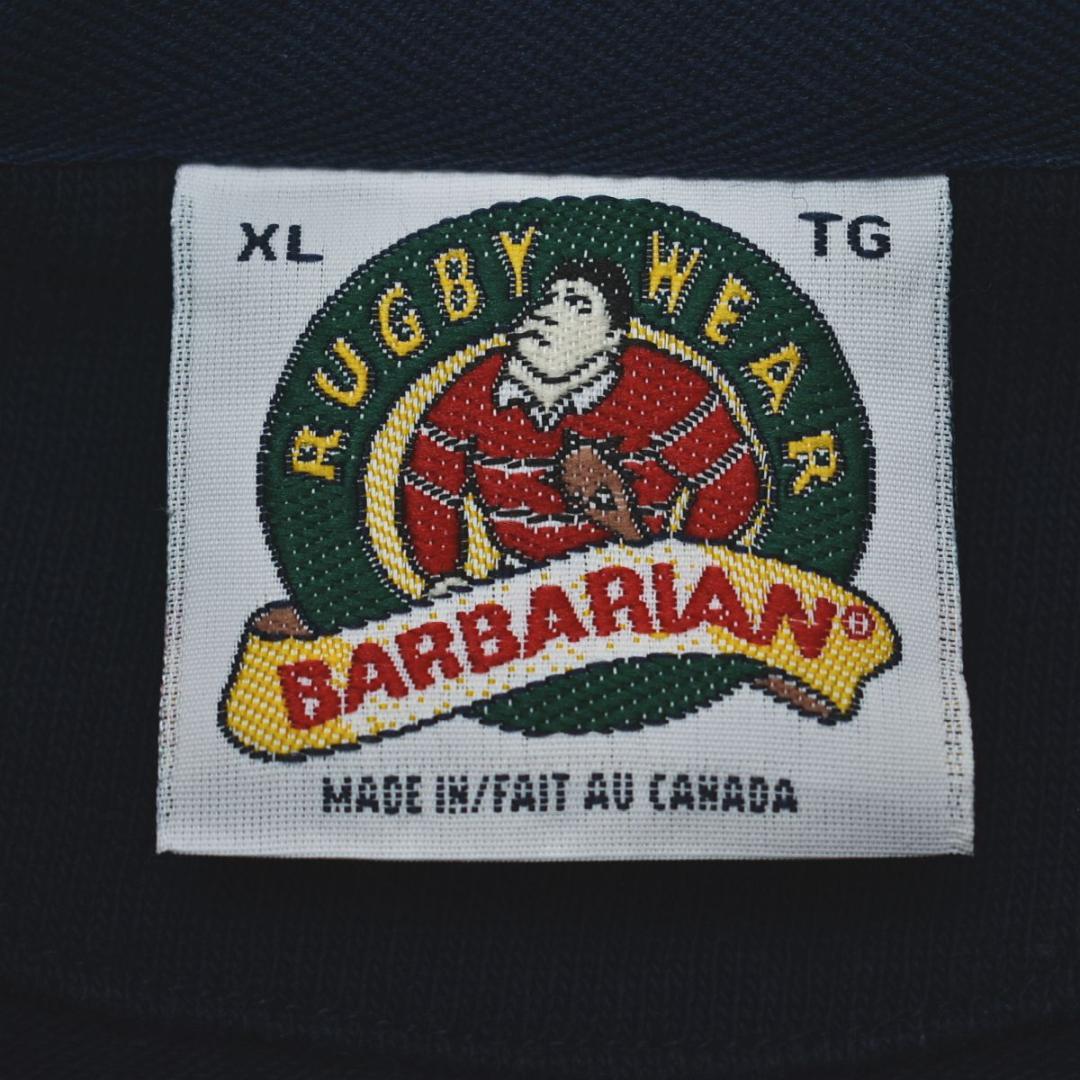 90sヴィンテージ カナダ製 バーバリアン バンドカラー ラガーシャツ XL 紺