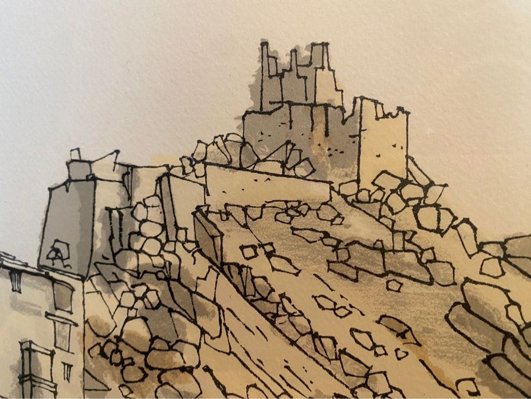 平山郁夫 シエ村のパレス•ゴンパ ラダック インド リトグラフ 額縁