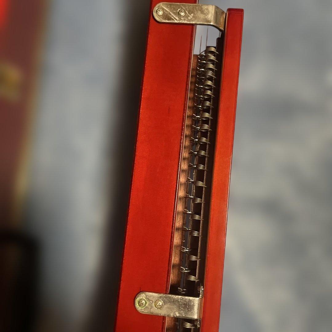大正琴 赤 鳳凰彫刻 琴伝流 ケース付き