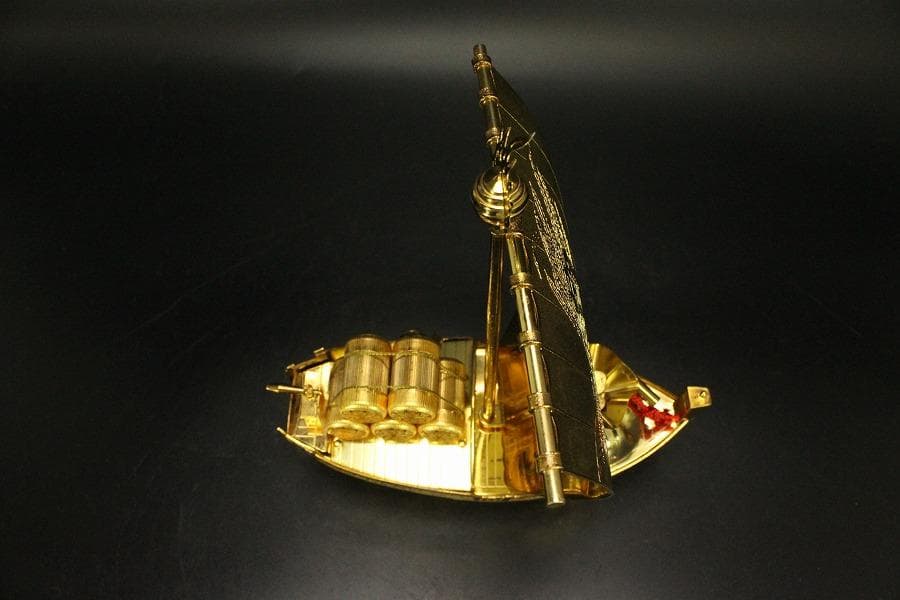 鍍金 宝舟 吉祥飾 置物(ZE411)