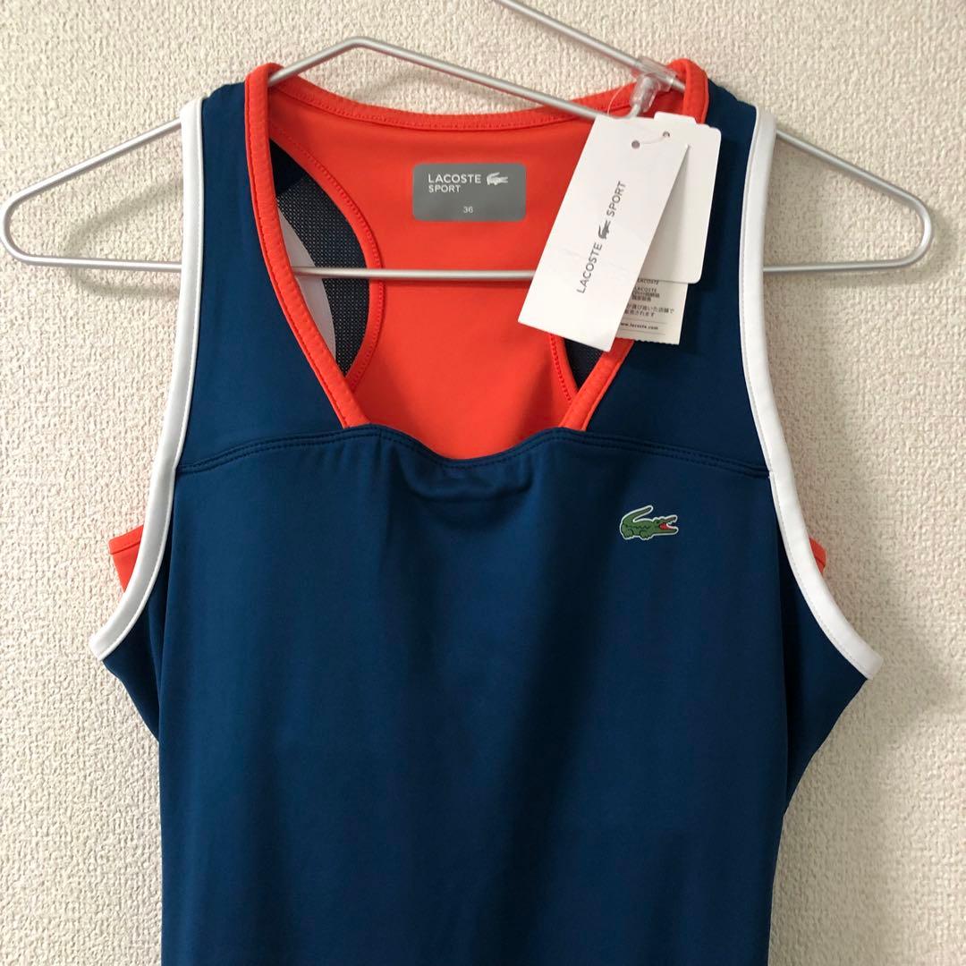 【新品】LACOSTE SPORT テニスドレス ワンピース ネイビー Sサイズ