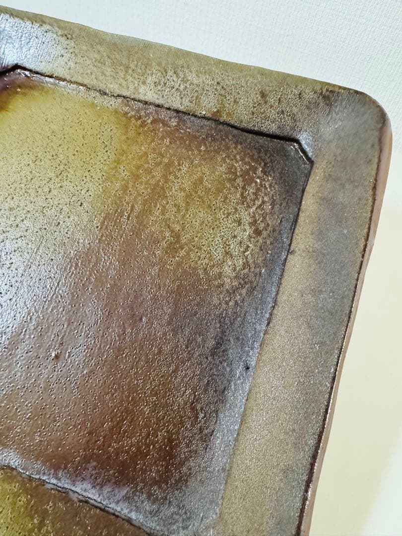 人間国宝 藤原雄 四方皿 共箱 備前