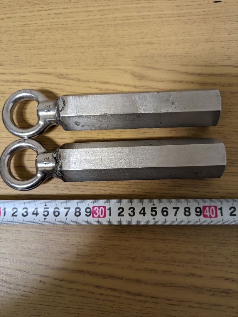 六角ハンドル 両手分２本　全長200ミリ　縦グリップ　縄跳び　ヌンチャク