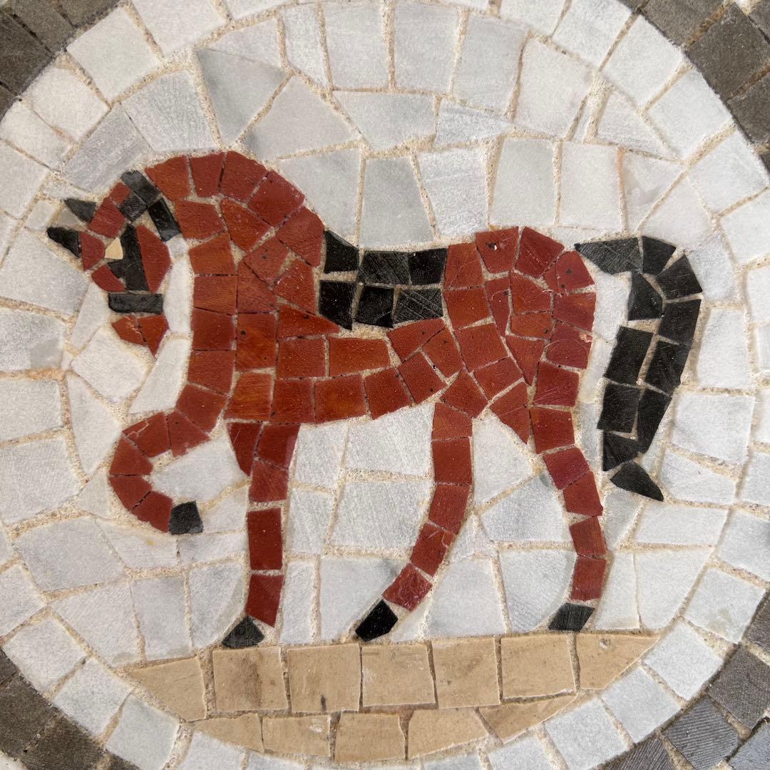 モザイクタイル　チュニジアの伝統工芸　馬　約18cm　ブラウン