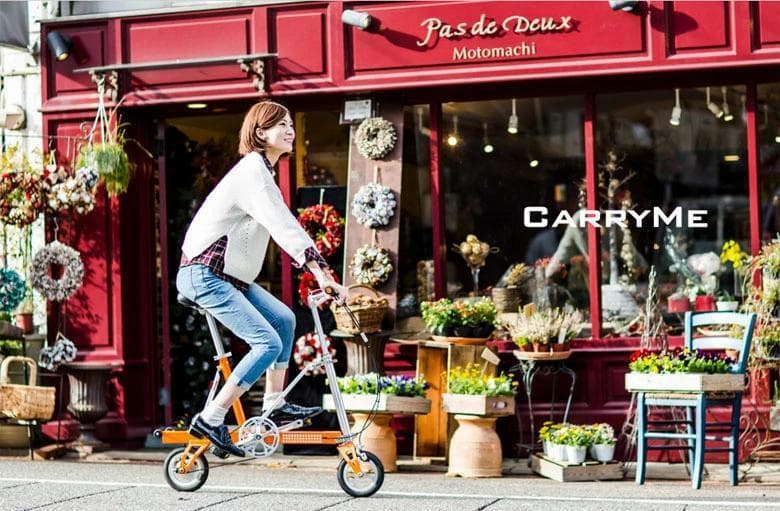 【極美品】CARRY ME　人気のオレンジ　8インチ　折り畳み自転車