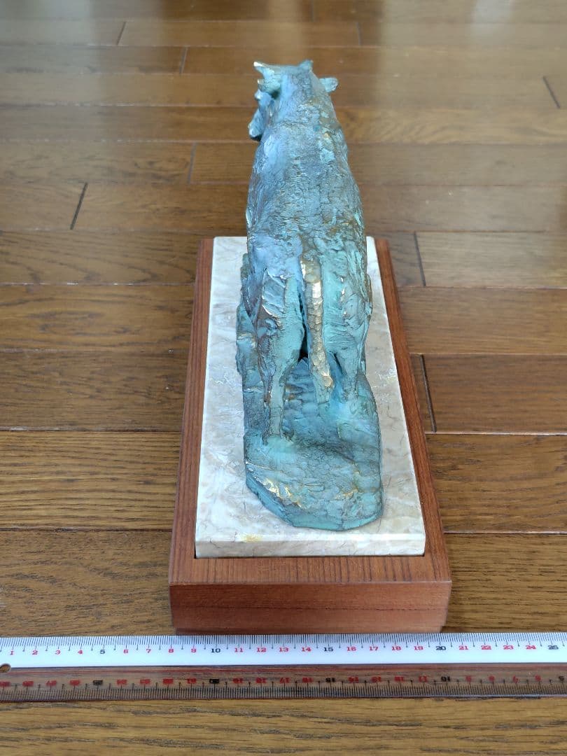 北村西望　清風悠々　青銅　牛　大理石台座付き