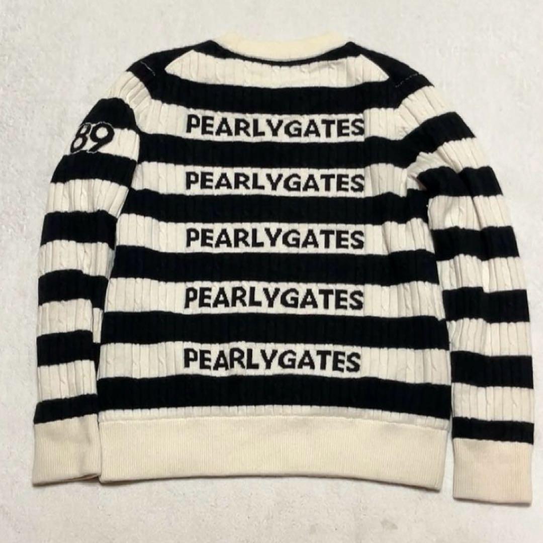 パーリーゲイツ　近年　カシミヤ　蓄熱裏地　防風　スニード　ニット　ボーダー　ロゴ